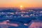 Sunrise at Baikal frozen lake in winter season, Olkhon island, Siberia, Russia