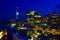 A sunrise of bay area at Darling harbour in Sydney high angle wide shot