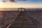 Sunrise on the beach with a gazebo in Mojacar Almeria