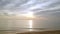 Sunrise beach. Idyllic scene of sea sunrise. Sea waves slowly splashing sand