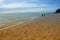 Sunrise and beach at sea , Sky colorful and water sea reflex