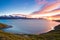 Sunrise on Beagle channel (Tierra del Fuego) made with Generative AI