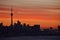 Sunrise behind Toronto skyline March morning