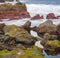 Sunrise on black sand volcanic beach. Tenerife