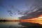 Sunrise at the Bonneville Salt Flats near Wendover Utah with spectacular water reflection