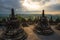 Sunrise at Borobudur - buddhist temple. Central Java, Indonesia