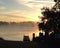 Sunrise burning off the fog on a lake in Minnesota