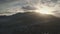 Sunrise carpathian mountain village aerial view