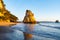 Sunrise at Cathedral Cove  on Coromandel Peninsula New Zealand