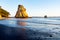 Sunrise at Cathedral Cove  on Coromandel Peninsula New Zealand