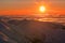 Sunrise from Chopok during winter with inversion mist