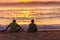 Sunrise Colors Beach Men Silhoutted