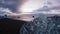 Sunrise colors reflected on iceberg at Diamond beach Iceland