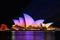 Sunrise colours on the Sydney Opera House, Vivid 2016