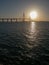 Sunrise on the Constitution bridge, called La Pepa, in the Bay of CÃ¡diz, Andalusia. Spain.