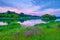 sunrise countryside river flowers sky clouds landscape sunshine