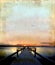 Sunrise on Dock Grunge Background