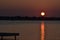 Sunrise and a dock at Lake Granbury in Texas