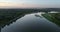 Sunrise on the Don river, 4K aerial view of morning mist at sunrise, morning mist on the river,  Aerial view of mystical river at