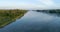 Sunrise on the Don river, 4K aerial view of morning mist at sunrise, morning mist on the river,  Aerial view of mystical river at