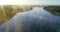 Sunrise on the Don river, 4K aerial view of morning mist at sunrise, morning mist on the river,  Aerial view of mystical river at