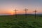 Sunrise at Easter on crosses or crucifix