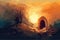 At Sunrise - Empty Tomb With Shroud - Resurrection Of Jesus Christ. Generative AI
