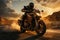 Sunrise escapade Motorcyclist accelerates on the highway, embracing freedom