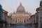 Sunrise on the Facade of Saint Peter\'s Basilica in Rome