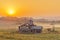 Sunrise of Farmhouse in the Korea countryside. Anseong farmland