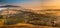 Sunrise with Fog over Tuscan village