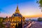 Sunrise in front of pagoda at Wat Santikhiri Temple in Mae Salong