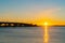 Sunrise  glows across harbor