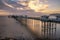 Sunrise golden light over Llandudno Pier in the Victorian seaside resort in North Wales