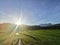 Sunrise with green rice field