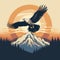 Sunrise-inspired Eagle With Mountains Vector Illustration