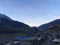 Sunrise in Jomsom in Annapurna Circuit in Himalayan Mountains in Nepal.