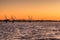 Sunrise at Lake Bonney, Barmera South Australia with silhouettes of drowned trees