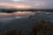 Sunrise landscape at the Bahariya Oasis Salt Lake in Bawiti