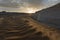 Sunrise landscape at the zone of el-khiyam, also named the tents, typical limestone formations in the Egyptian white desert