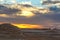 Sunrise in the Libyan desert  white desert  limestone formations in the front  Farafra  Egypt