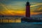Sunrise of lighthouse with colorful sky