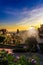 Sunrise on Lombard street on Russian hill, San Francisco, California