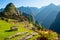 Sunrise on Machu Picchu, the lost city of inca