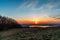 Sunrise from meadow bellow Devin hill summit in Palava mountains