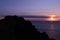 Sunrise in mediterranian sea near the town of Portbou, Cap de Creus, Spain