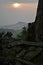 Sunrise at the megalithic site in West Java, Indonesia. It has t