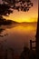 Sunrise mist over Mountainview Lake in Sunapee, New Hampshire