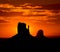 Sunrise at Monument Valley West and East Mittens Butte