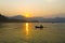 Sunrise in the morning and small boat at Koh Chang